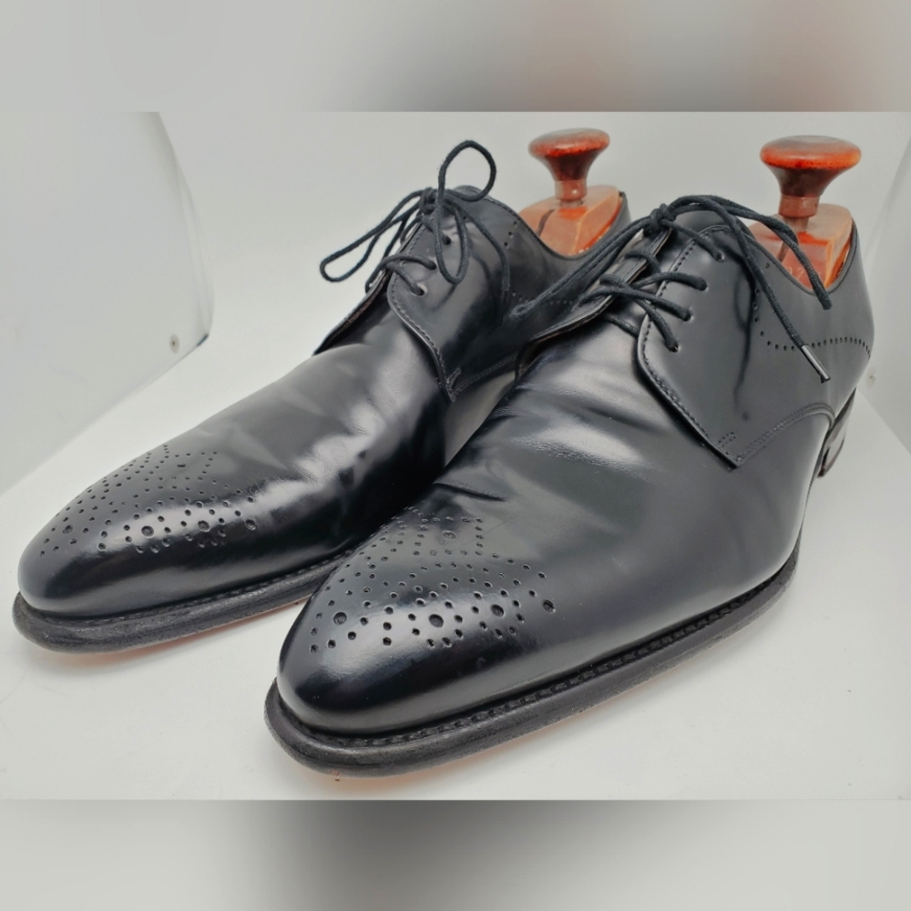 Paul Rosen black leather dress shoes us 8.5